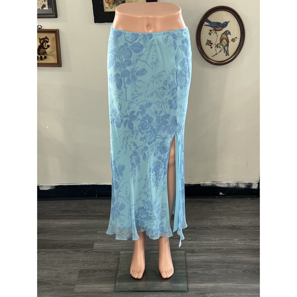 Express Light Blue Floral Chiffon Maxi Skirt Size S